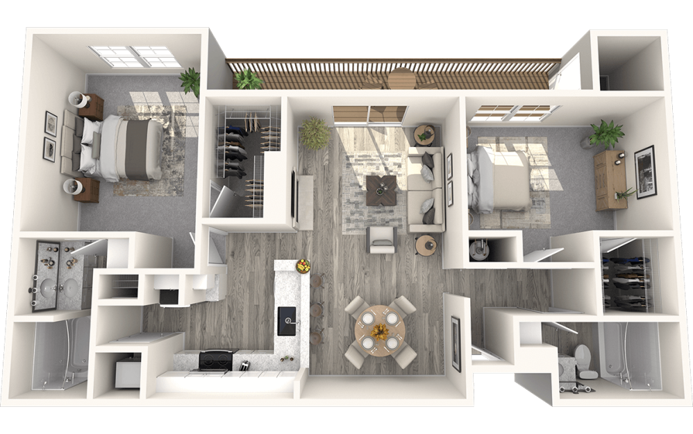 C2 | C2P | C2BR - 2 bedroom floorplan layout with 2 bathrooms and 1169 square feet