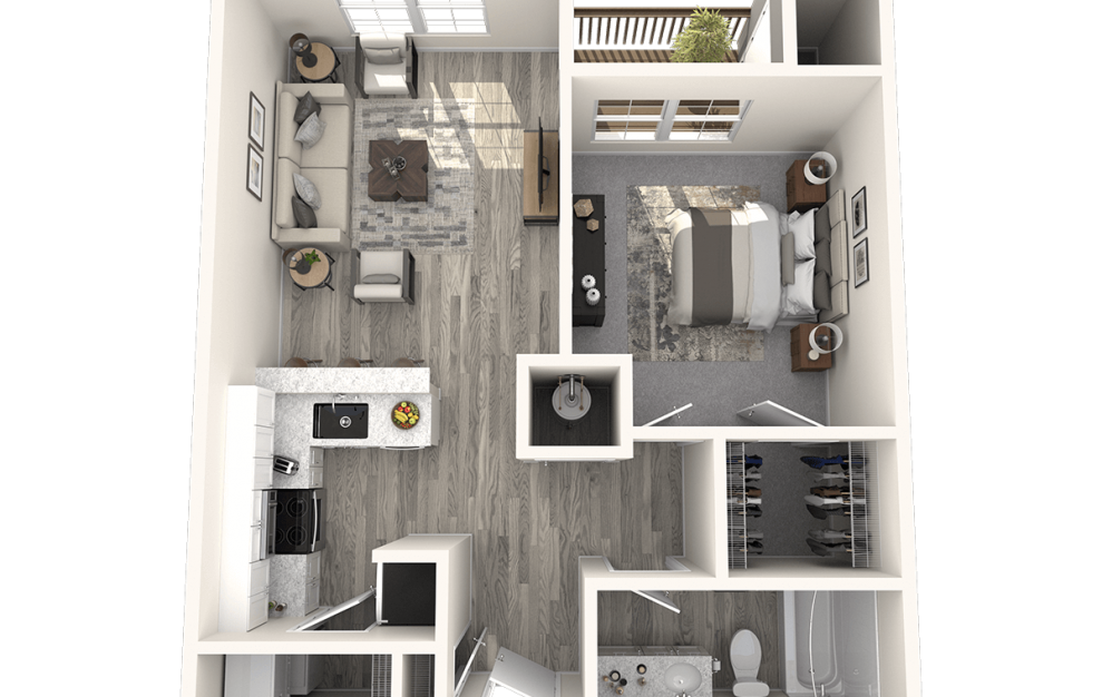 A | AP | ABR - 1 bedroom floorplan layout with 1 bath and 589 square feet.