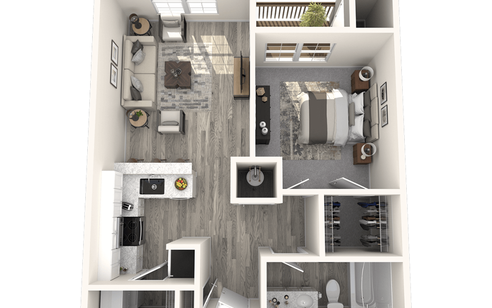 A | AP | ABR - 1 bedroom floorplan layout with 1 bathroom and 589 square feet