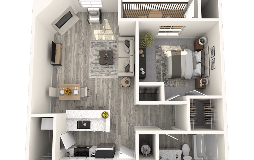 A2 | A2P | A2BR - 1 bedroom floorplan layout with 1 bath and 680 square feet.