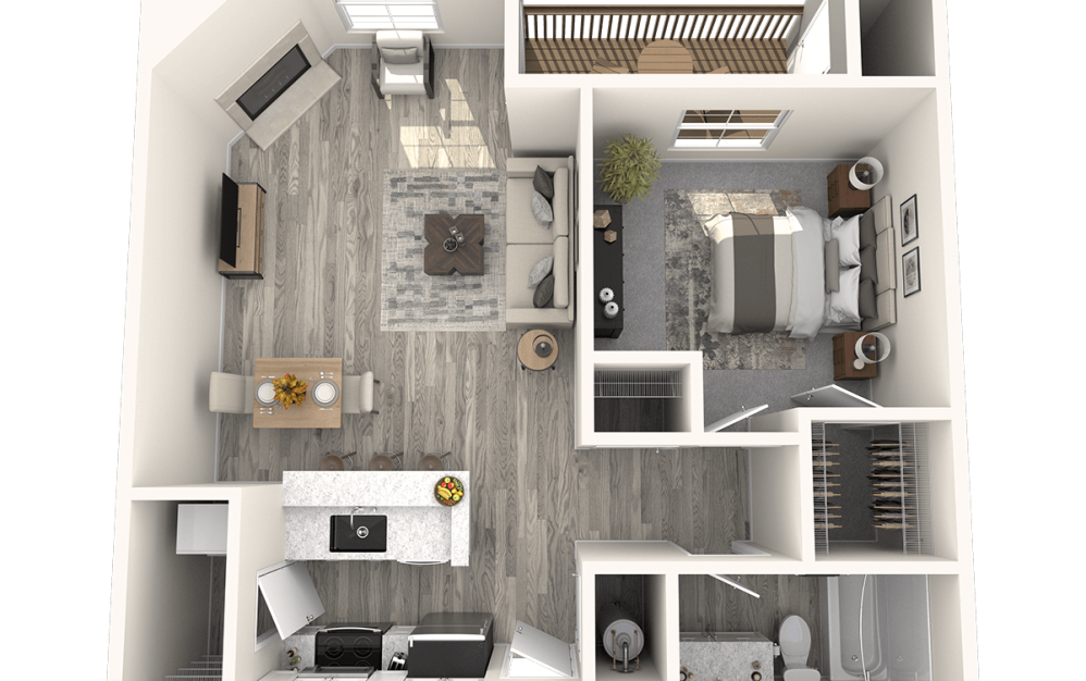 A2 | A2P | A2BR - 1 bedroom floorplan layout with 1 bathroom and 680 square feet